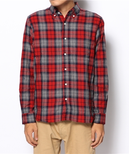 BEAMS PLUS（ビームスプラス）の「□BEAMS PLUS / ヘリンボーンチェック ボタンダウンシャツ（シャツ/ブラウス・メンズ・レッド/イエロー/ネイビー・X-SMALL/SMALL/MEDIUM/LARGE/X-LARGE/XX-LARGE）」の15枚目の写真