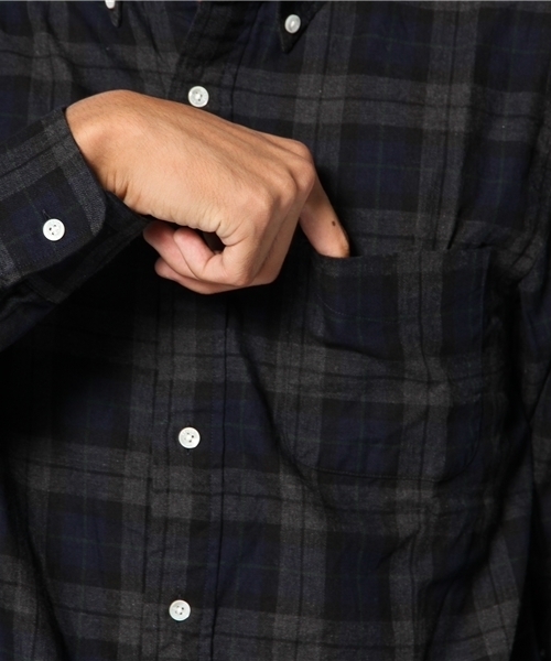 BEAMS PLUS（ビームスプラス）の「□BEAMS PLUS / ヘリンボーンチェック ボタンダウンシャツ（シャツ/ブラウス・メンズ・レッド/イエロー/ネイビー・X-SMALL/SMALL/MEDIUM/LARGE/X-LARGE/XX-LARGE）」の8枚目の写真