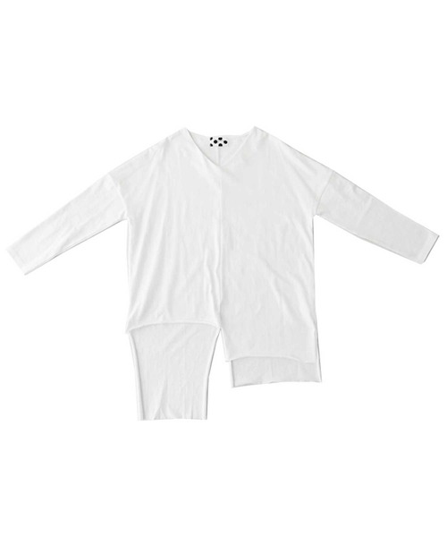 antiqua（アンティカ）の「Vネック変形トップス（Tシャツ/カットソー・レディース・ブラック/オフホワイト・FREE）」の15枚目の写真