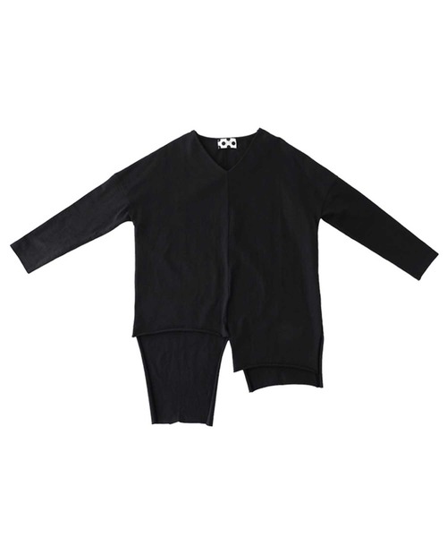 antiqua（アンティカ）の「Vネック変形トップス（Tシャツ/カットソー・レディース・ブラック/オフホワイト・FREE）」の16枚目の写真
