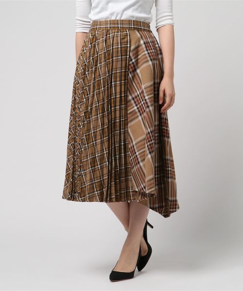cepo（セポ）の「ドッキングチェックスカート（スカート・レディース・ベージュ/ネイビー/ブルー系その他・M）」の2枚目の写真