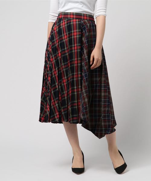 cepo（セポ）の「ドッキングチェックスカート（スカート・レディース・ベージュ/ネイビー/ブルー系その他・M）」の3枚目の写真