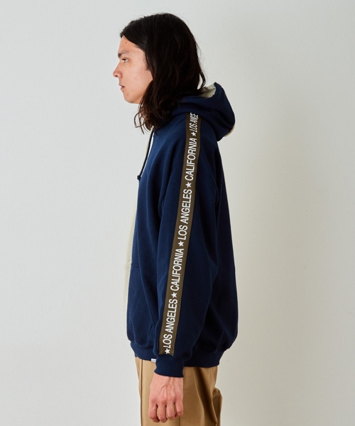 EVENFLOW（イーブンフロー）の「evenflow イーブンフロウ / PANEL LA-CA LINE HOODIE  パネル切り替え プルオーバーパーカー EFS-910（パーカー・メンズ・ネイビー/ベージュ/ブラック/アッシュグレー・SMALL/MEDIUM/LARGE/X-LARGE）」の12枚目の写真