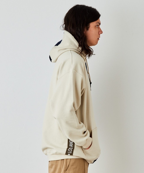 EVENFLOW（イーブンフロー）の「evenflow イーブンフロウ / PANEL LA-CA LINE HOODIE  パネル切り替え プルオーバーパーカー EFS-910（パーカー・メンズ・ネイビー/ベージュ/ブラック/アッシュグレー・SMALL/MEDIUM/LARGE/X-LARGE）」の14枚目の写真