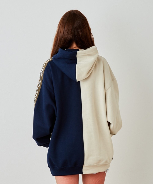 EVENFLOW（イーブンフロー）の「evenflow イーブンフロウ / PANEL LA-CA LINE HOODIE  パネル切り替え プルオーバーパーカー EFS-910（パーカー・メンズ・ネイビー/ベージュ/ブラック/アッシュグレー・SMALL/MEDIUM/LARGE/X-LARGE）」の5枚目の写真