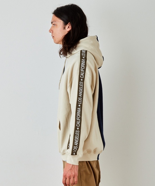 EVENFLOW（イーブンフロー）の「evenflow イーブンフロウ / PANEL LA-CA LINE HOODIE  パネル切り替え プルオーバーパーカー EFS-910（パーカー・メンズ・ネイビー/ベージュ/ブラック/アッシュグレー・SMALL/MEDIUM/LARGE/X-LARGE）」の9枚目の写真