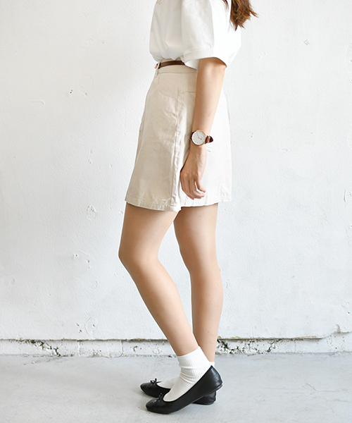 PairPair（ペアペア）の「ツイル＆デニム台形スカート（スカート・レディース・ライトブルー/アイボリー・SMALL/MEDIUM）」の5枚目の写真