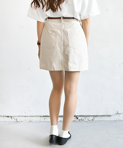 PairPair（ペアペア）の「ツイル＆デニム台形スカート（スカート・レディース・ライトブルー/アイボリー・SMALL/MEDIUM）」の7枚目の写真