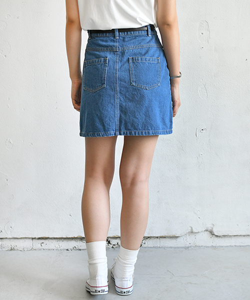 PairPair（ペアペア）の「ツイル＆デニム台形スカート（スカート・レディース・ライトブルー/アイボリー・SMALL/MEDIUM）」の13枚目の写真