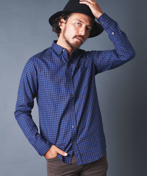 Magine(マージン)の「OXFORD GINGHAM CHK B.D SHIRTS L/S オックスフォードギンガムチェックボタンダウンシャツ(シャツ/ブラウス・メンズ・ホワイト/レッド/ブルー・44/46/48)」の7枚目の写真