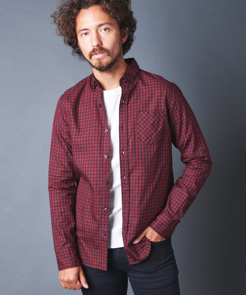 Magine(マージン)の「OXFORD GINGHAM CHK B.D SHIRTS L/S オックスフォードギンガムチェックボタンダウンシャツ(シャツ/ブラウス・メンズ・ホワイト/レッド/ブルー・44/46/48)」の19枚目の写真