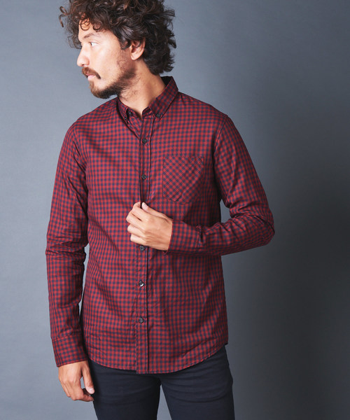 Magine(マージン)の「OXFORD GINGHAM CHK B.D SHIRTS L/S オックスフォードギンガムチェックボタンダウンシャツ(シャツ/ブラウス・メンズ・ホワイト/レッド/ブルー・44/46/48)」の10枚目の写真
