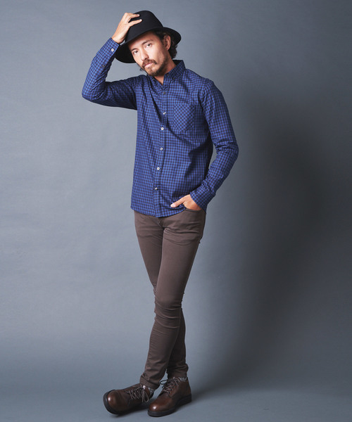 Magine(マージン)の「OXFORD GINGHAM CHK B.D SHIRTS L/S オックスフォードギンガムチェックボタンダウンシャツ(シャツ/ブラウス・メンズ・ホワイト/レッド/ブルー・44/46/48)」の8枚目の写真