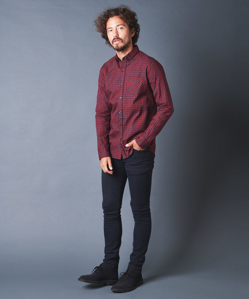 Magine(マージン)の「OXFORD GINGHAM CHK B.D SHIRTS L/S オックスフォードギンガムチェックボタンダウンシャツ(シャツ/ブラウス・メンズ・ホワイト/レッド/ブルー・44/46/48)」の20枚目の写真