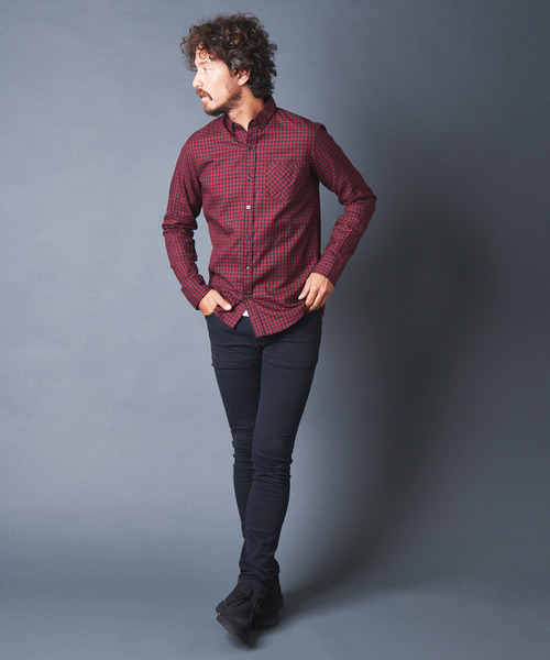 Magine(マージン)の「OXFORD GINGHAM CHK B.D SHIRTS L/S オックスフォードギンガムチェックボタンダウンシャツ(シャツ/ブラウス・メンズ・ホワイト/レッド/ブルー・44/46/48)」の11枚目の写真