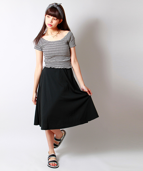 WEGO（ウィゴー）の「WEGO/ミディ丈カットスカート（スカート・レディース・オフホワイト/ホワイト系その他/ブラック/杢グレー/レッド・FREE）」の17枚目の写真