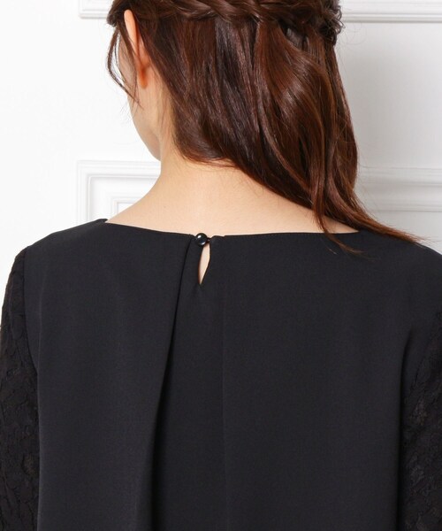 SHOO・LA・RUE（シューラルー）の「【S-LL/洗濯機可】袖レースダブルクロスサックワンピース（ワンピース・レディース・ブラック・01/02/03/04）」の7枚目の写真