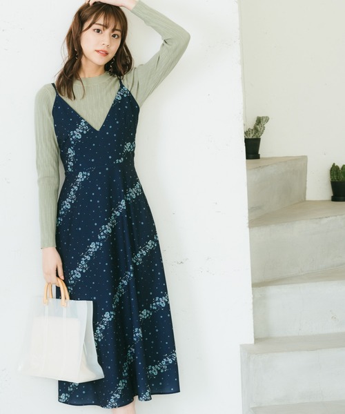ワンピース ワンピースラインフラワーキャミワンピース ワンピース Andemiu アンデミュウ のファッション