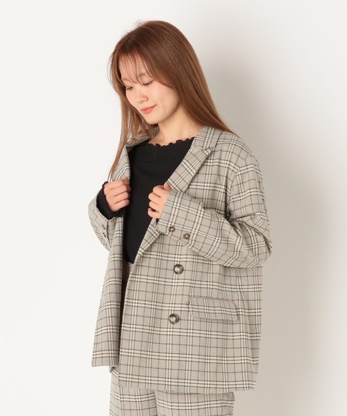 archives(アルシーヴ)の「【SETUPにも】チェックダブルジャケット(テーラードジャケット・レディース・ベージュ/ブラック/アイボリー・MEDIUM)」の11枚目の写真