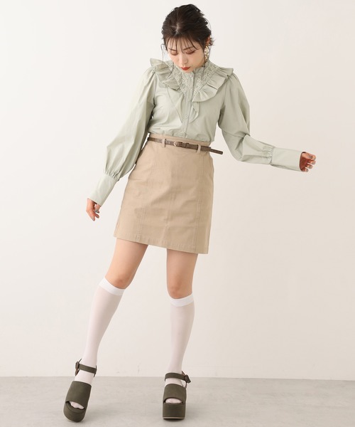 one after another NICE CLAUP(ワンアフターアナザーナイスクラップ)の「ベルト付き台形スカート(スカート・レディース・ベージュ系その他/カーキ/ピンク系その他/ベージュ・FREE)」の11枚目の写真