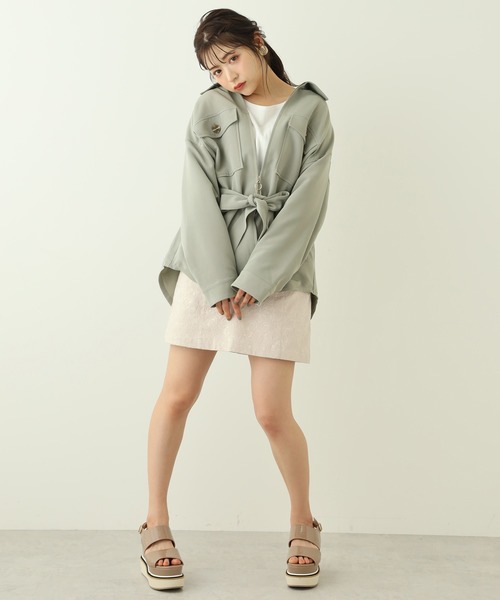 one after another NICE CLAUP(ワンアフターアナザーナイスクラップ)の「ベルト付き台形スカート(スカート・レディース・ベージュ系その他/カーキ/ピンク系その他/ベージュ・FREE)」の15枚目の写真