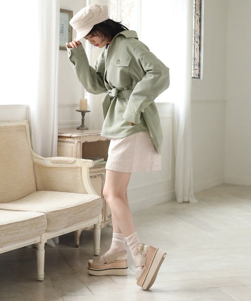 one after another NICE CLAUP(ワンアフターアナザーナイスクラップ)の「ベルト付き台形スカート(スカート・レディース・ベージュ系その他/カーキ/ピンク系その他/ベージュ・FREE)」の18枚目の写真