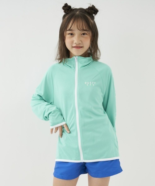 RUSTY(ラスティ)の「RUSTY/ラスティー キッズUVケアフロントジップラッシュガード UPF50+/接触冷感 969470(ラッシュガード・キッズ・ホワイト/ブラック/ピンク/イエロー/ミント・110cm/100cm/130cm/120cm/140cm/150cm)」の21枚目の写真