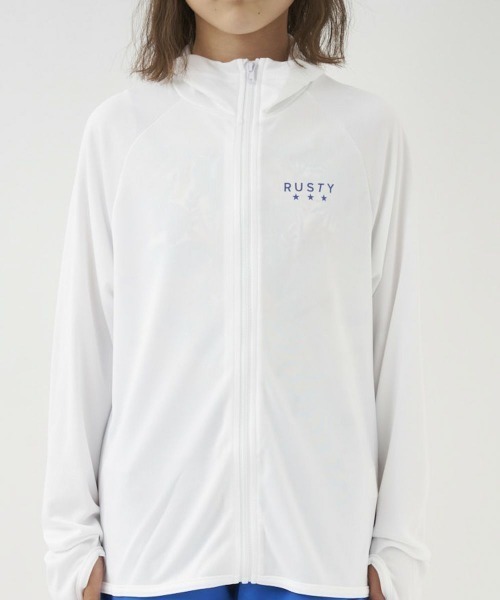 RUSTY(ラスティ)の「RUSTY/ラスティー キッズUVケアフロントジップラッシュガード UPF50+/接触冷感 969470(ラッシュガード・キッズ・ホワイト/ブラック/ピンク/イエロー/ミント・110cm/100cm/130cm/120cm/140cm/150cm)」の11枚目の写真
