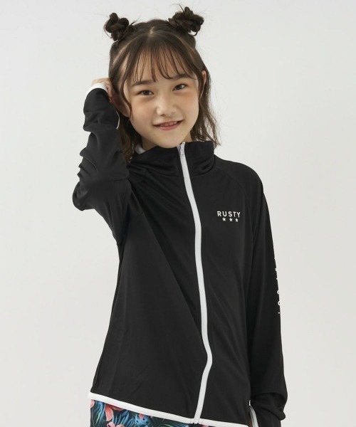 RUSTY(ラスティ)の「RUSTY/ラスティー キッズUVケアフロントジップラッシュガード UPF50+/接触冷感 969470(ラッシュガード・キッズ・ホワイト/ブラック/ピンク/イエロー/ミント・110cm/100cm/130cm/120cm/140cm/150cm)」の14枚目の写真