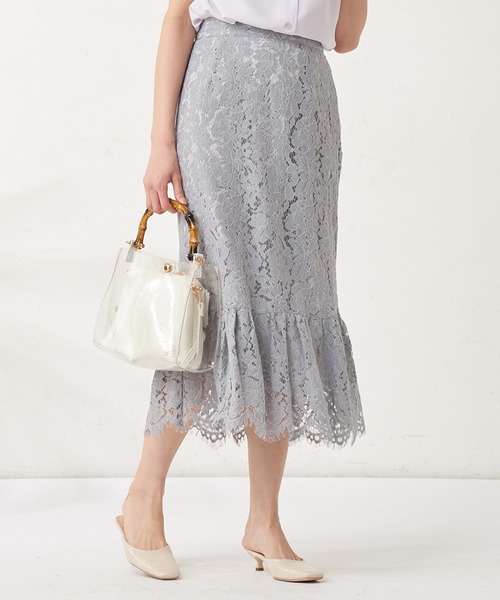natural couture(ナチュラルクチュール)の「裾切替スカラップレーススカート(スカート・レディース・ブラック/サックスブルー/アイボリー/ピンクベージュ・FREE)」の3枚目の写真
