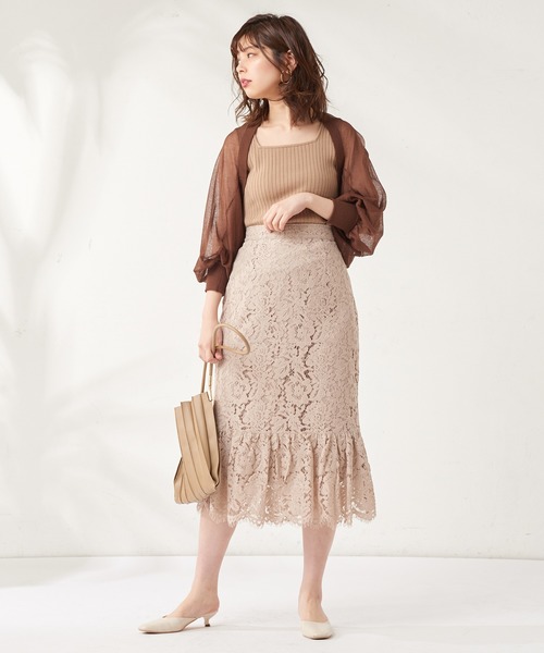 natural couture(ナチュラルクチュール)の「裾切替スカラップレーススカート(スカート・レディース・ブラック/サックスブルー/アイボリー/ピンクベージュ・FREE)」の17枚目の写真
