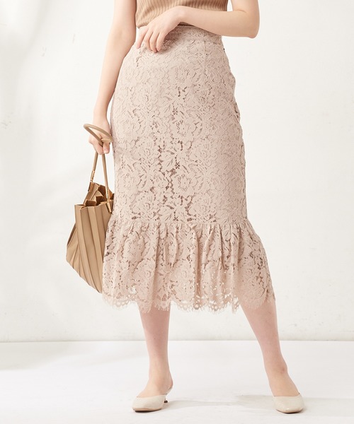 natural couture(ナチュラルクチュール)の「裾切替スカラップレーススカート(スカート・レディース・ブラック/サックスブルー/アイボリー/ピンクベージュ・FREE)」の16枚目の写真