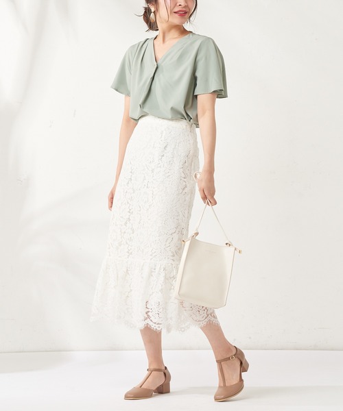 natural couture(ナチュラルクチュール)の「裾切替スカラップレーススカート(スカート・レディース・ブラック/サックスブルー/アイボリー/ピンクベージュ・FREE)」の5枚目の写真