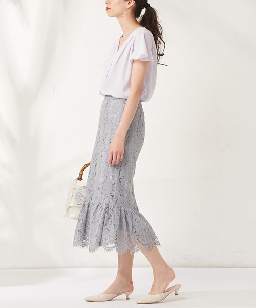 natural couture(ナチュラルクチュール)の「裾切替スカラップレーススカート(スカート・レディース・ブラック/サックスブルー/アイボリー/ピンクベージュ・FREE)」の11枚目の写真