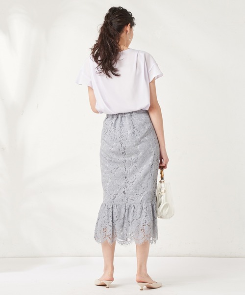 natural couture(ナチュラルクチュール)の「裾切替スカラップレーススカート(スカート・レディース・ブラック/サックスブルー/アイボリー/ピンクベージュ・FREE)」の12枚目の写真