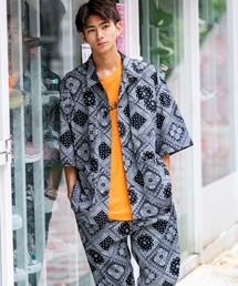 BLUE MEN TRIP | 【 セットアップ 】半袖 カバーオール シャツ ジャケット × シェフパンツ バンダナ ペイズリー(セットアップ)