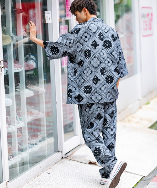 BLUE MEN TRIP（ブルーメントリップ）の「カバーオール シャツ ジャケット × シェフパンツ（セットアップ・メンズ・ブラック/ホワイト・M/L/LL）」の10枚目の写真