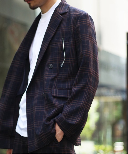 417 EDIFICE（フォーワンセブンエディフィス）の「◆ダブルプレスト ダッド ジャケット【セットアップ着用可能】（テーラードジャケット・メンズ・ベージュ/ネイビー/グレー・SMALL/MEDIUM/LARGE/X-LARGE）」の3枚目の写真