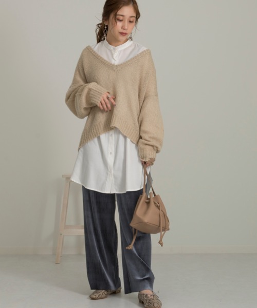 Ambre Neige（アンブルネージュ）の「ベロアプリーツパンツ／【WEB/EC限定商品】（その他パンツ・レディース・ピンクベージュ/ダークブラウン/ダークブルー・FREE）」の10枚目の写真