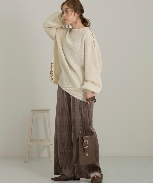 Ambre Neige（アンブルネージュ）の「ベロアプリーツパンツ／【WEB/EC限定商品】（その他パンツ・レディース・ピンクベージュ/ダークブラウン/ダークブルー・FREE）」の12枚目の写真