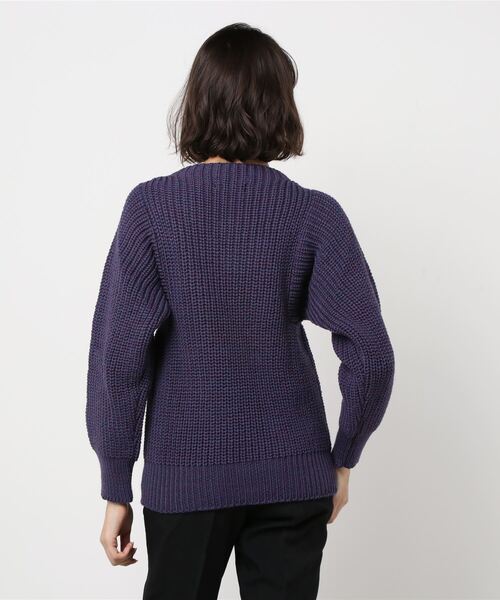 898 インディゴ濃淡ニット切替×袖ロゴ ヒステリックグラマー正規タグ付希少 ヒステリックグラマー綿ニット✖️スエットプルオーバー HYSTERIC