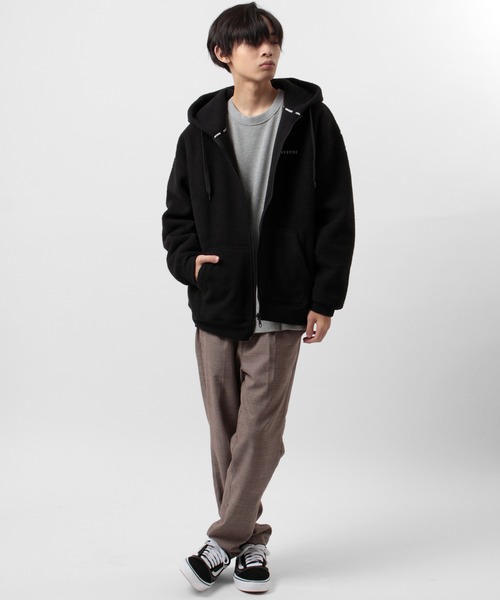 CONVERSE（コンバース）の「【CONVERSE/コンバース】オールスター オーバーサイズ  シープボア 刺繍 ロゴ ジップパーカー/フーディー（パーカー・メンズ・ブラック/ベージュ・M/XL/L）」の16枚目の写真