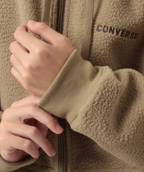 CONVERSE（コンバース）の「【CONVERSE/コンバース】オールスター オーバーサイズ  シープボア 刺繍 ロゴ ジップパーカー/フーディー（パーカー・メンズ・ブラック/ベージュ・M/XL/L）」の11枚目の写真