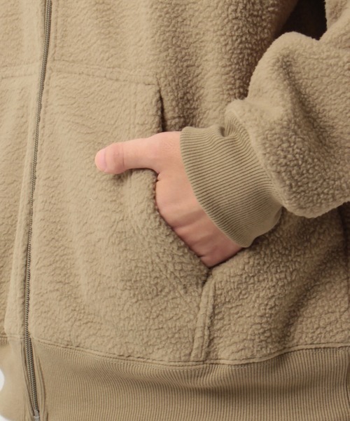 CONVERSE（コンバース）の「【CONVERSE/コンバース】オールスター オーバーサイズ  シープボア 刺繍 ロゴ ジップパーカー/フーディー（パーカー・メンズ・ブラック/ベージュ・M/XL/L）」の12枚目の写真