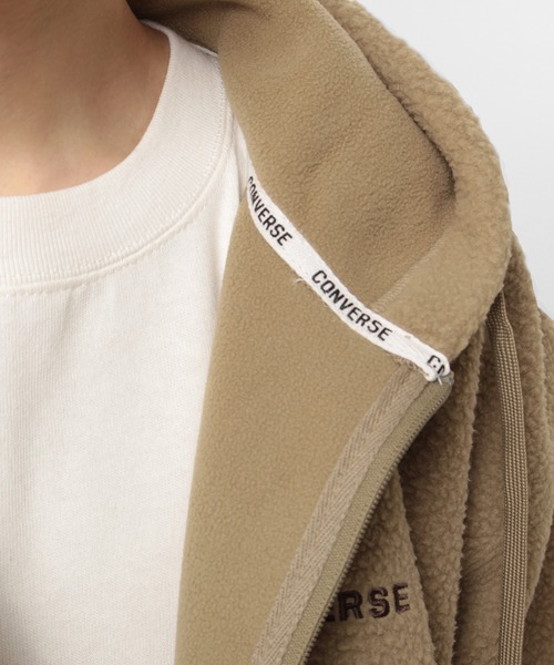 CONVERSE（コンバース）の「【CONVERSE/コンバース】オールスター オーバーサイズ  シープボア 刺繍 ロゴ ジップパーカー/フーディー（パーカー・メンズ・ブラック/ベージュ・M/XL/L）」の9枚目の写真