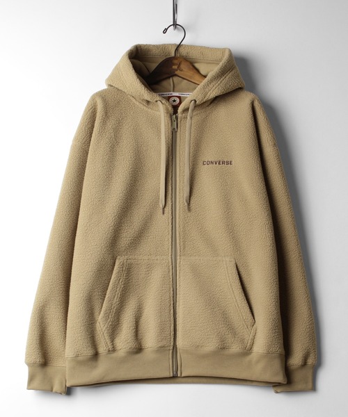 CONVERSE（コンバース）の「【CONVERSE/コンバース】オールスター オーバーサイズ  シープボア 刺繍 ロゴ ジップパーカー/フーディー（パーカー・メンズ・ブラック/ベージュ・M/XL/L）」の4枚目の写真