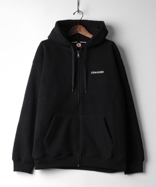 CONVERSE（コンバース）の「【CONVERSE/コンバース】オールスター オーバーサイズ  シープボア 刺繍 ロゴ ジップパーカー/フーディー（パーカー・メンズ・ブラック/ベージュ・M/XL/L）」の3枚目の写真