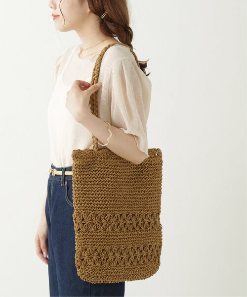 RAY CASSIN（レイカズン）の「ペーパー雑材トートバッグ（トートバッグ・レディース・ベージュ/ブラウン/カーキ・FREE）」の2枚目の写真