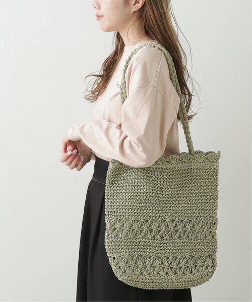 RAY CASSIN（レイカズン）の「ペーパー雑材トートバッグ（トートバッグ・レディース・ベージュ/ブラウン/カーキ・FREE）」の3枚目の写真