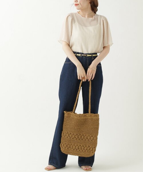 RAY CASSIN（レイカズン）の「ペーパー雑材トートバッグ（トートバッグ・レディース・ベージュ/ブラウン/カーキ・FREE）」の7枚目の写真